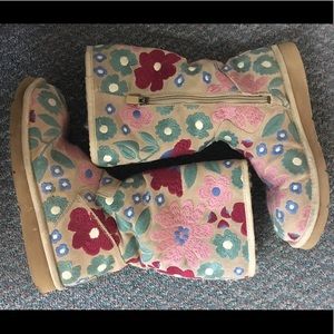 Floral Embroidered UGG Boots Size 8